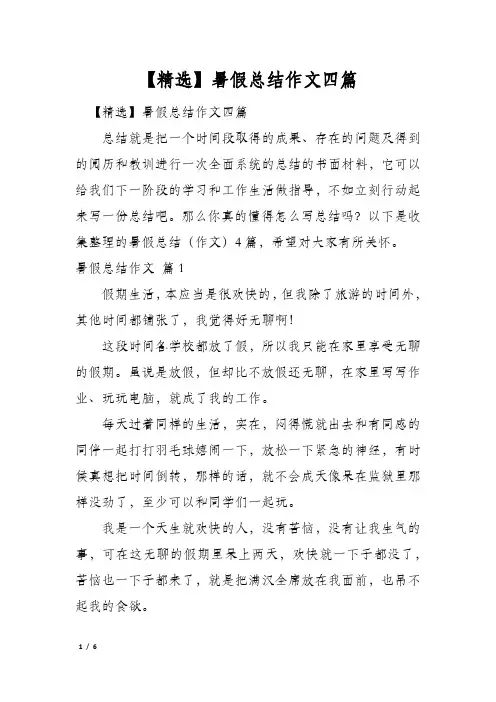 暑假总结作文四篇