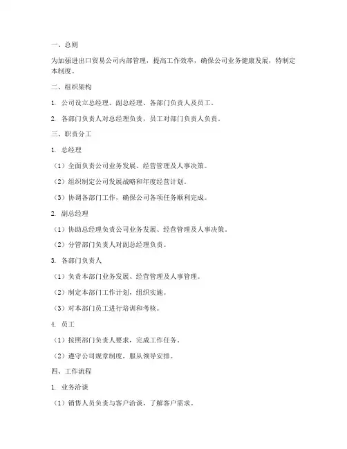 进出口贸易公司日常管理制度