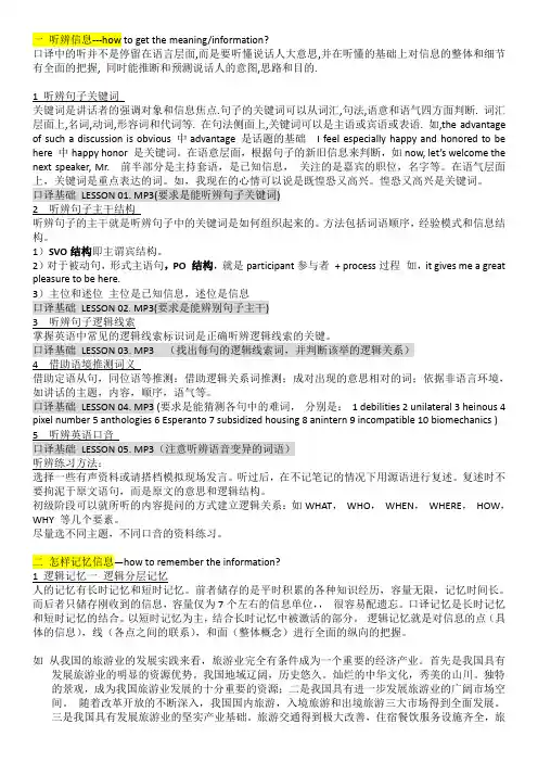 中级口译听力