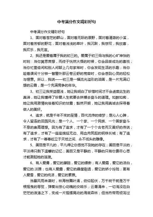 中考满分作文精彩好句