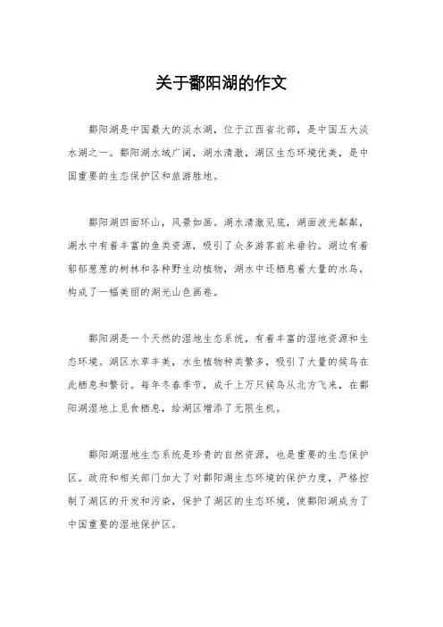 关于鄱阳湖的作文
