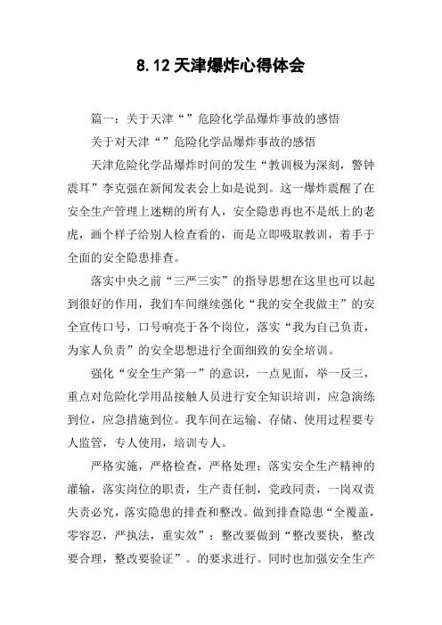 8.12天津爆炸心得体会[工作范文]
