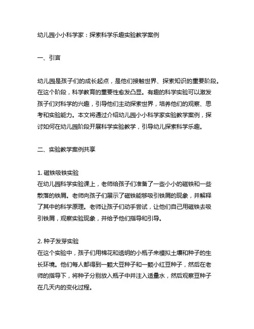 幼儿园小小科学家：探索科学乐趣实验教学案例