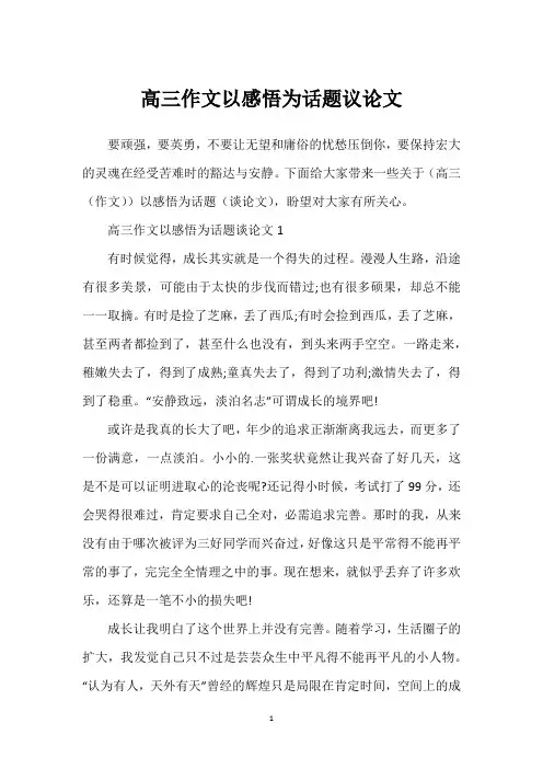 高三作文以感悟为话题议论文