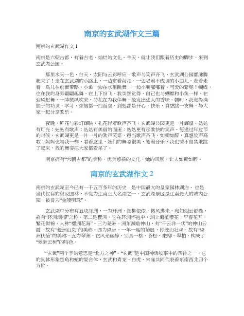 南京的玄武湖作文三篇