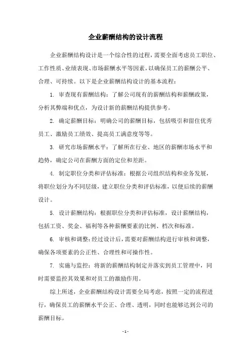 企业薪酬结构的设计流程