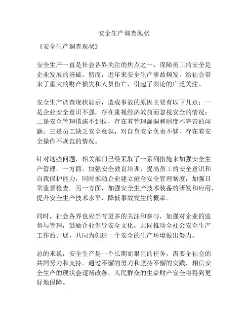 安全生产调查现状