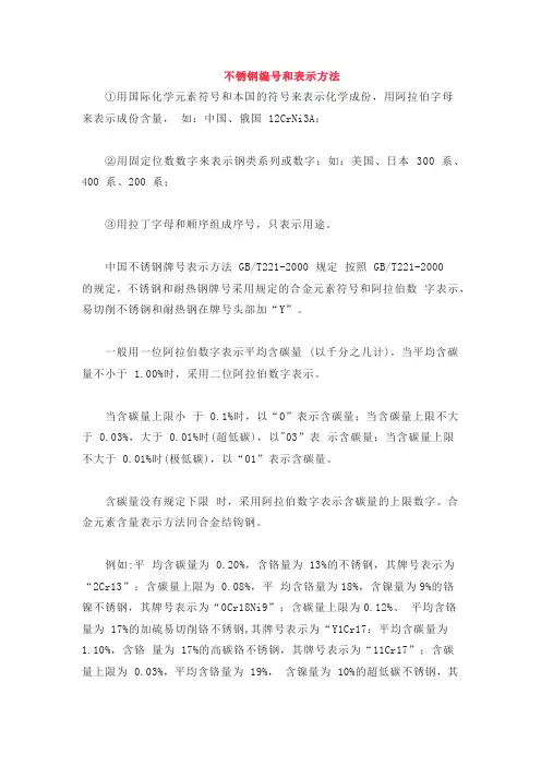 不锈钢符号表示方法