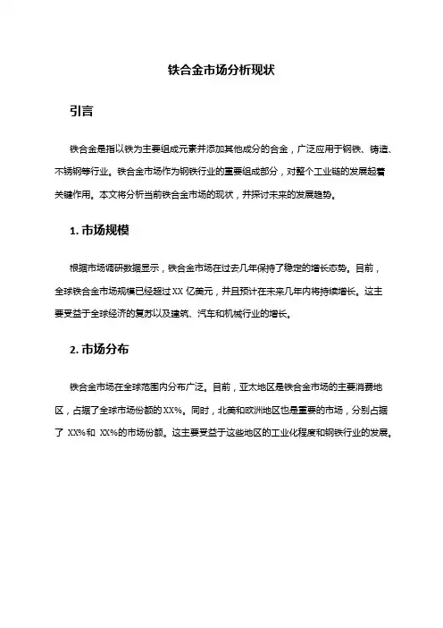 2024年铁合金市场分析现状