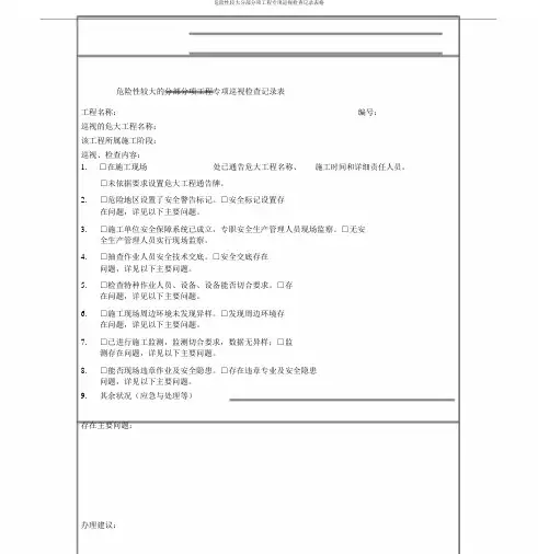 危险性较大分部分项工程专项巡视检查记录表格