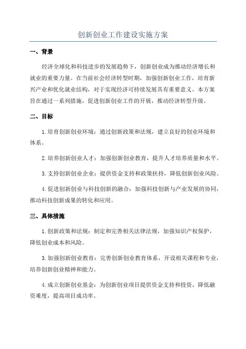 创新创业工作建设实施方案