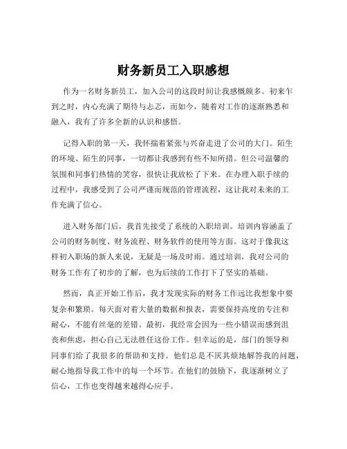 财务新员工入职感想