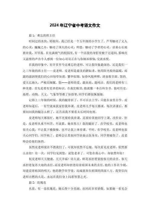 2024年辽宁省中考语文作文