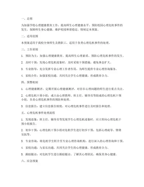 心理健康应急预案