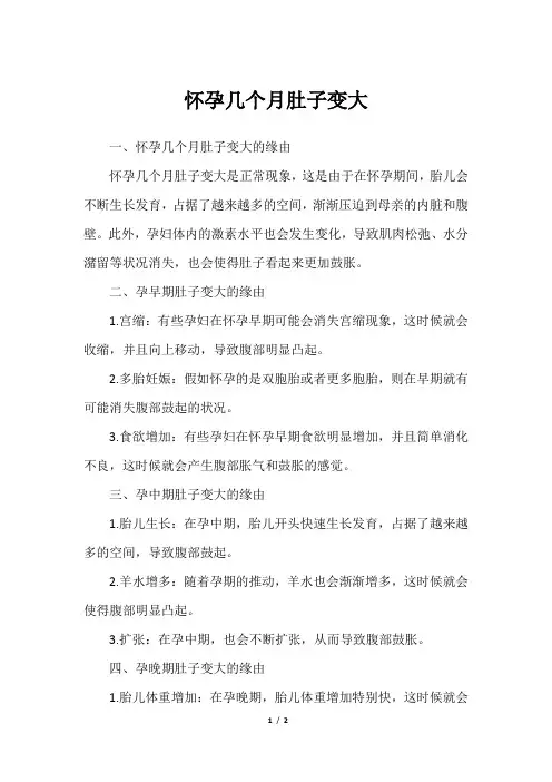 怀孕几个月肚子变大