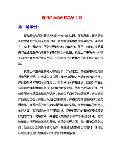 营销总监的自我总结9篇