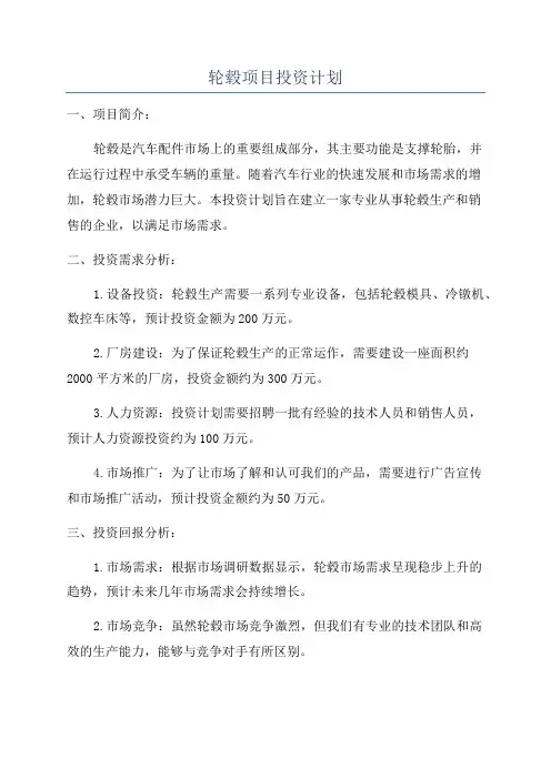轮毂项目投资计划