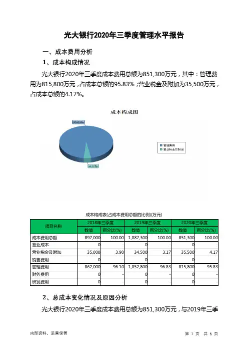 光大银行2020年三季度管理水平报告