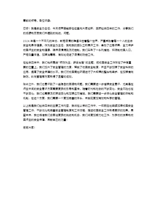 2024年安全办主任述职报告