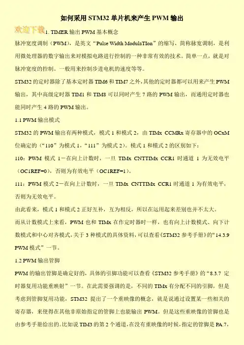 如何采用STM32单片机来产生PWM输出