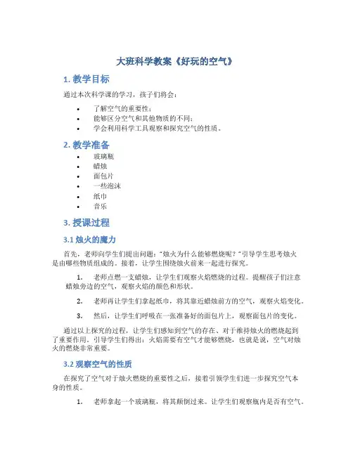 大班科学教案《好玩的空气》