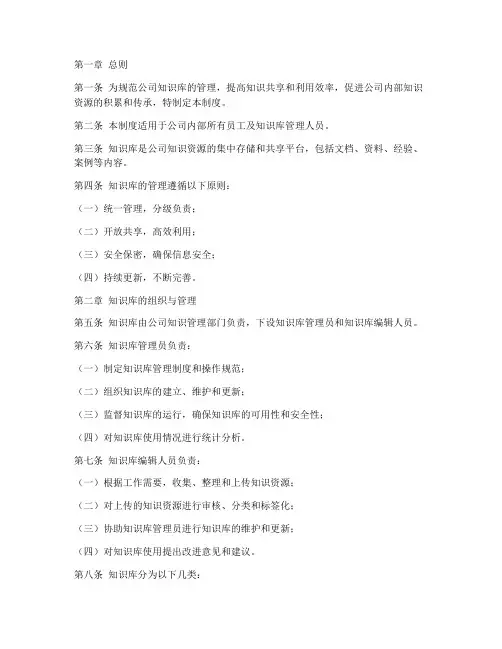 公司知识库管理制度汇编范本