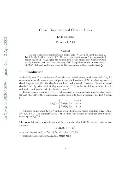 Chord Diagrams and Coxeter Links