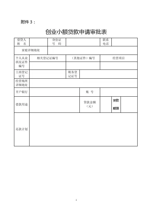 2：创业小额贷款申请审批表