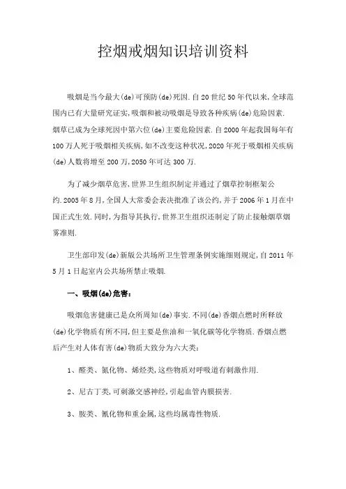 控烟戒烟知识培训