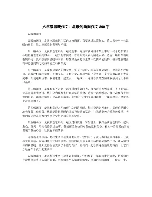 六年级温暖作文：温暖的画面作文800字