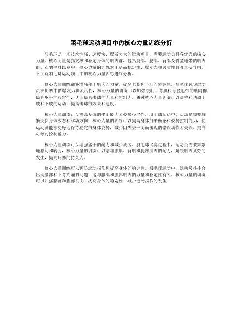 羽毛球运动项目中的核心力量训练分析