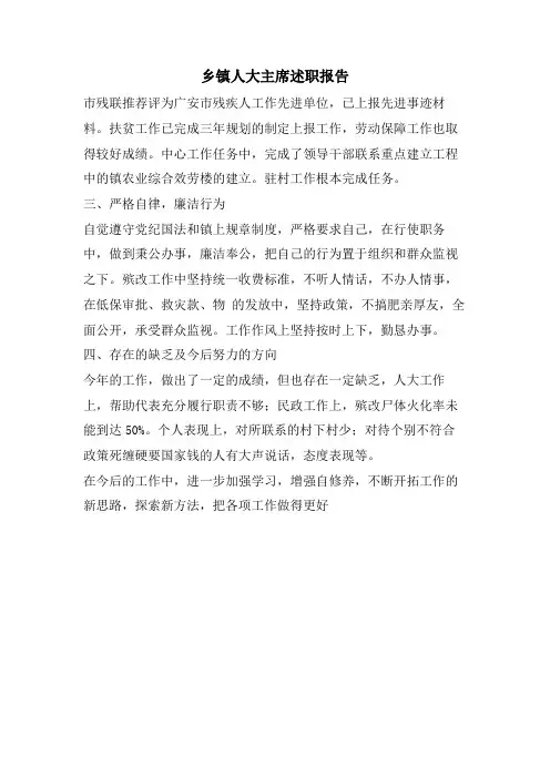 乡镇人大主席述职报告