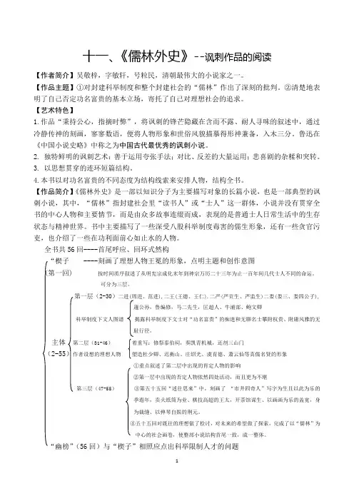 名著导读《儒林外史》内容梳理与训练+2024【附答案】