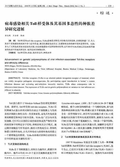病毒感染相关Toll样受体及其基因多态性的种族差异研究进展