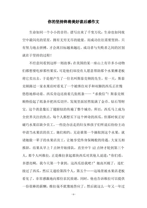 你的坚持终将美好读后感作文
