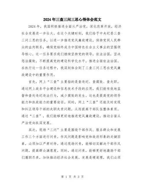 2024年三查三问三思心得体会范文
