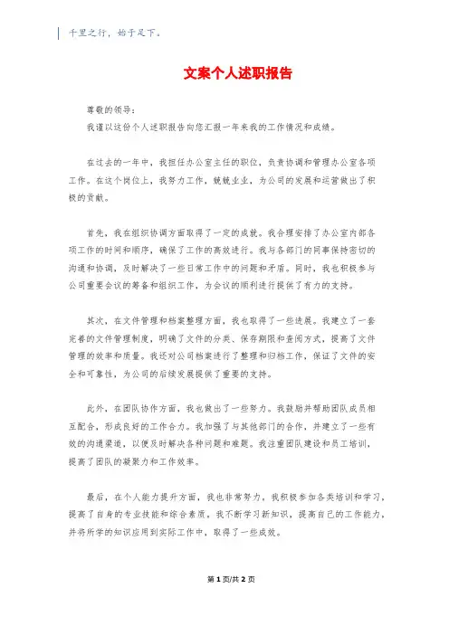 文案个人述职报告