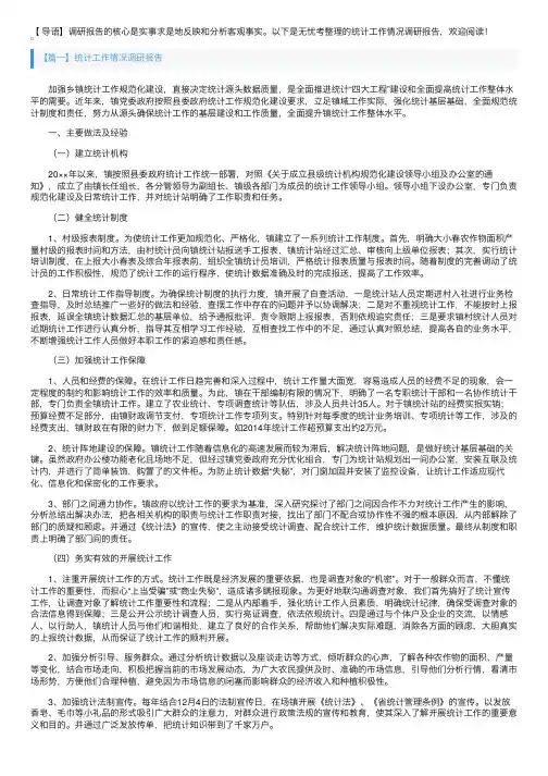 统计工作情况调研报告
