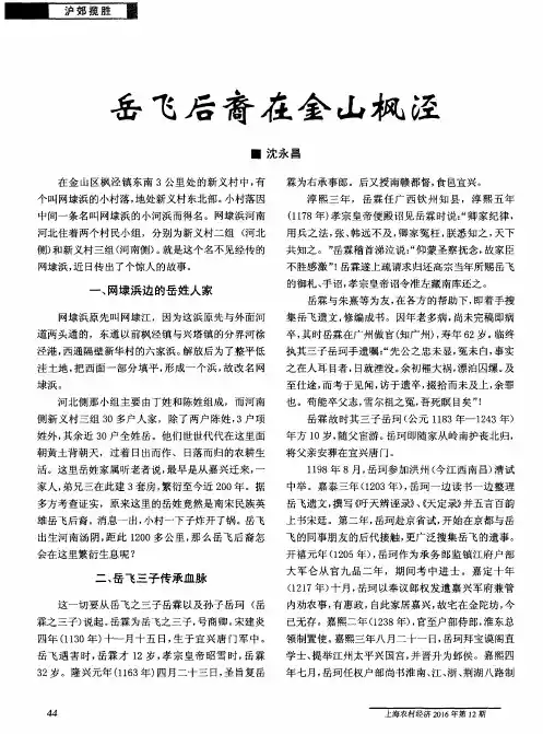 岳飞后裔在金山枫泾