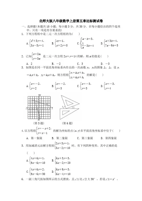 北师大版八年级数学上册第5-6章达标测试卷附答案 (3)