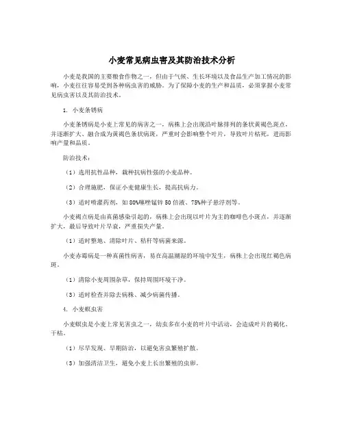 小麦常见病虫害及其防治技术分析