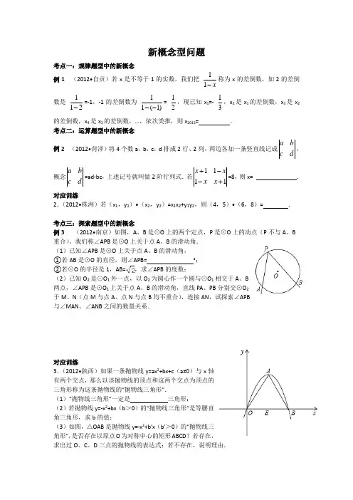 中考数学新概念型问题