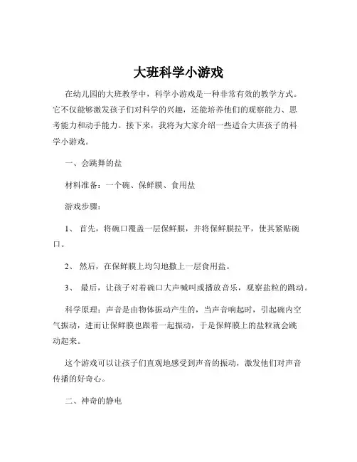 大班科学小游戏