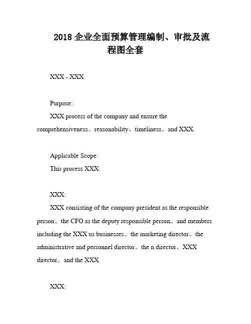 2018企业全面预算管理编制、审批及流程图全套