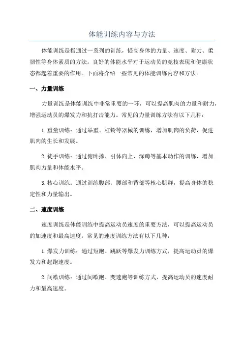 体能训练内容与方法