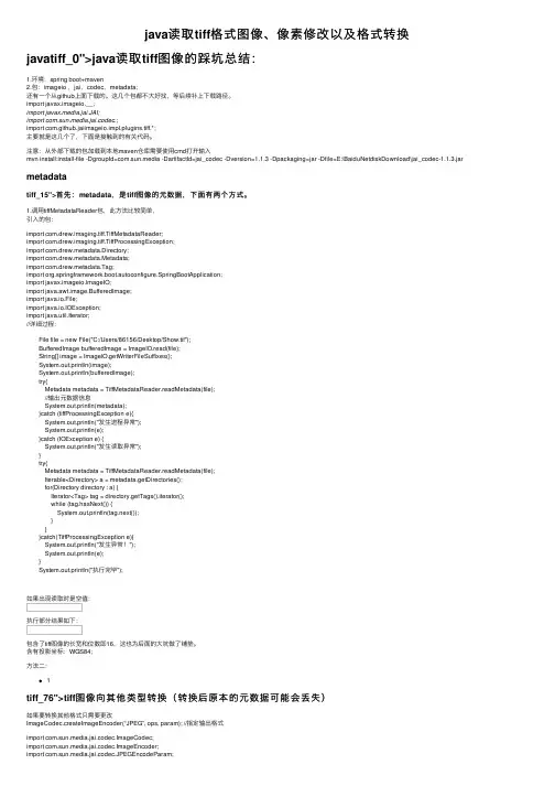 java读取tiff格式图像、像素修改以及格式转换
