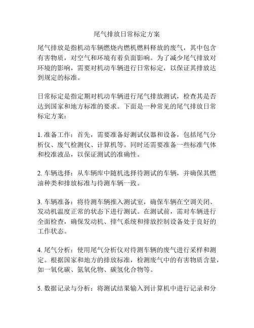 尾气排放日常标定方案
