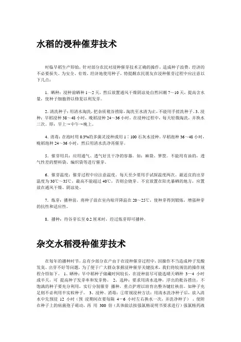 水稻的浸种催芽技术  网文下载