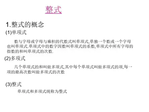 初三复习-2.整式[下学期]--北师大版