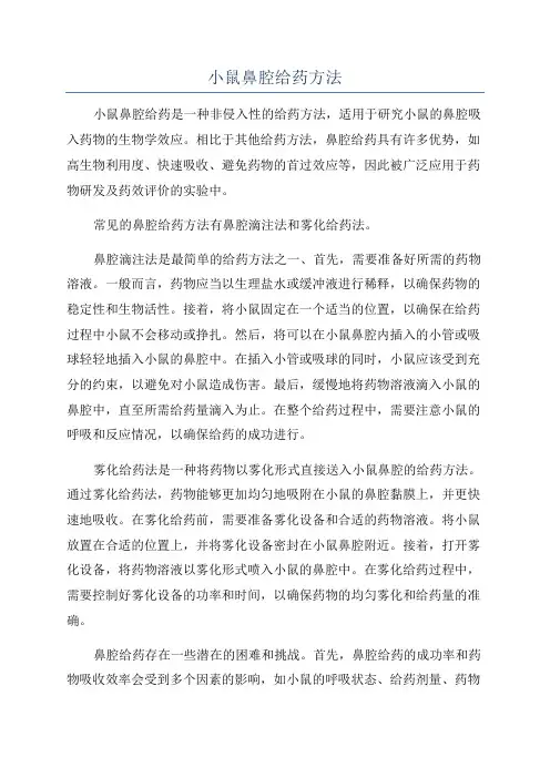 小鼠鼻腔给药方法